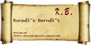 Korpás Bernát névjegykártya